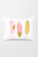 housse de coussin rose motif géométrique décoratif tendance pour la maison