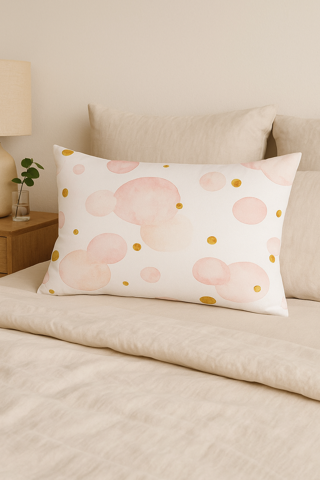 housse de coussin rose motif géométrique décoration intérieure tendance - vue 3 sur 2