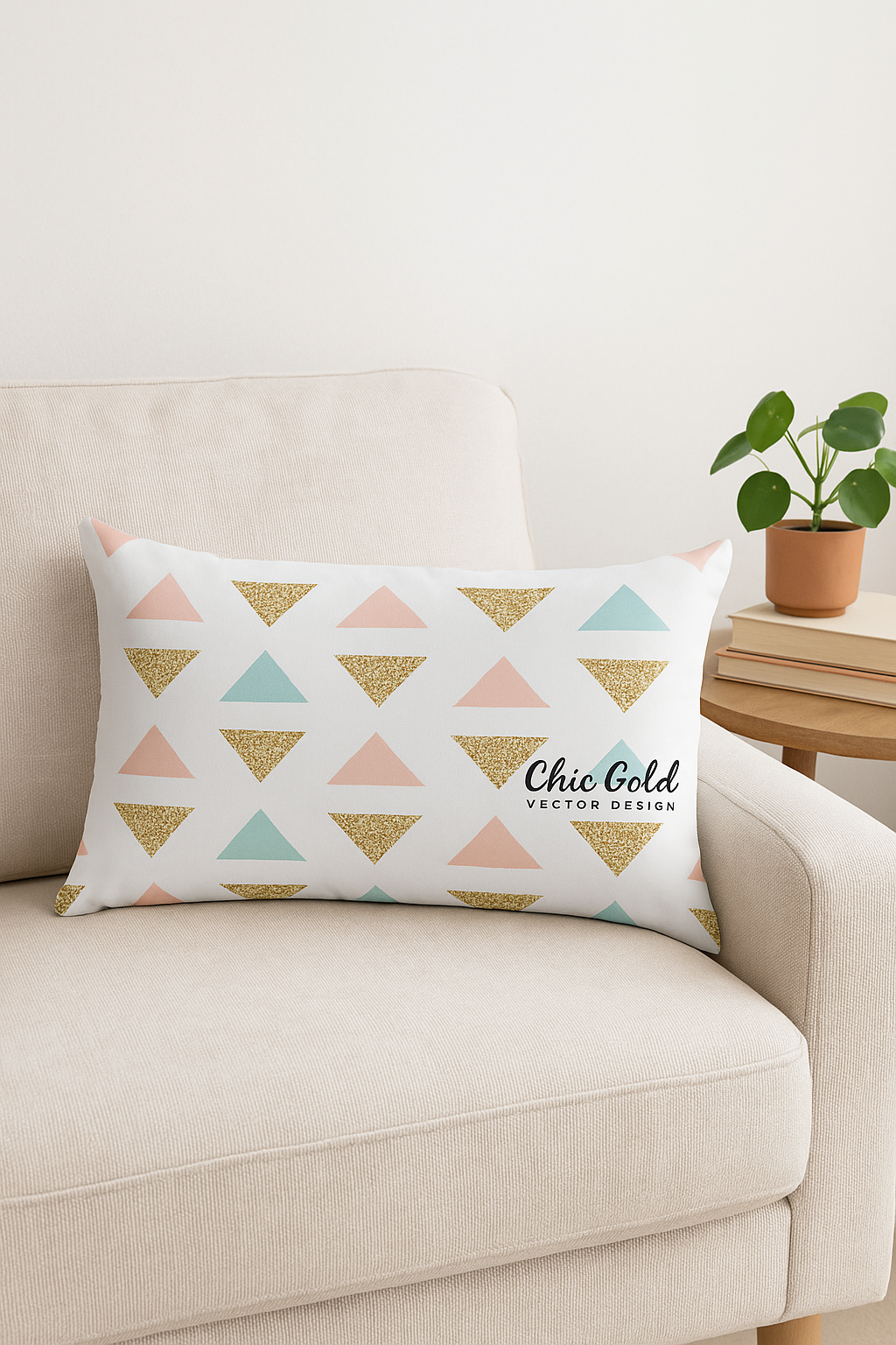 housse de coussin rose motif géométrique pour déco tendance - vue 3 sur 2