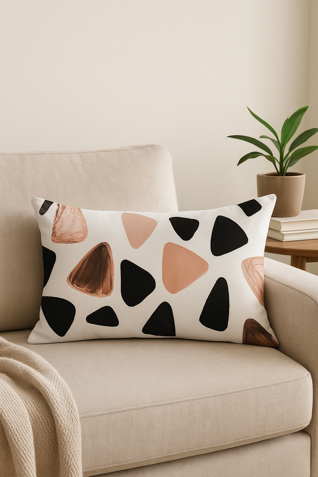 housse de coussin rose motif géométrique tendance décoration intérieure - vue 3 sur 2