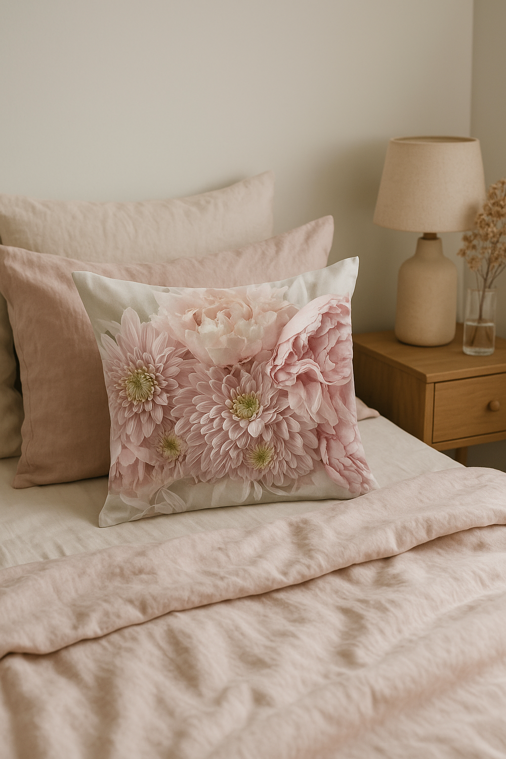 housse de coussin rose motif nordique pour décoration élégante
