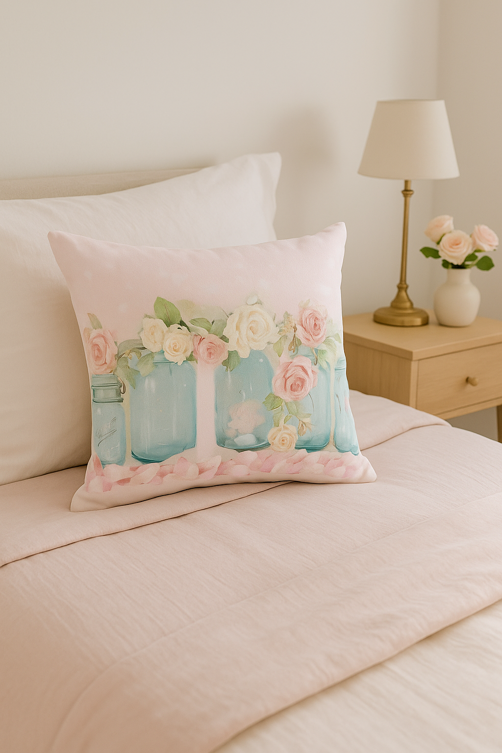 housse de coussin rose motif nordique pour décoration élégante - vue 3 sur 2
