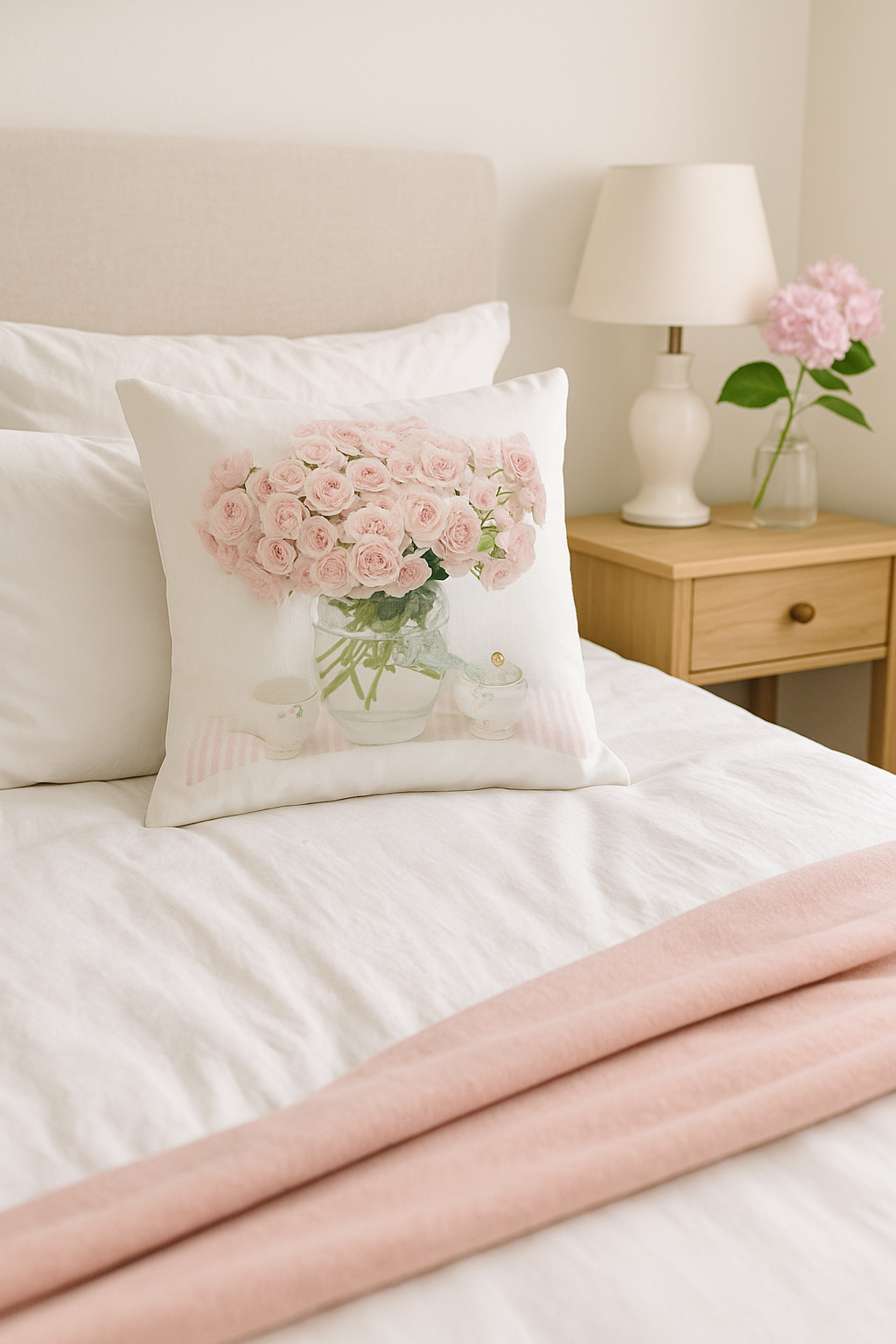 housse de coussin rose style nordique pour déco élégante - vue 3 sur 2