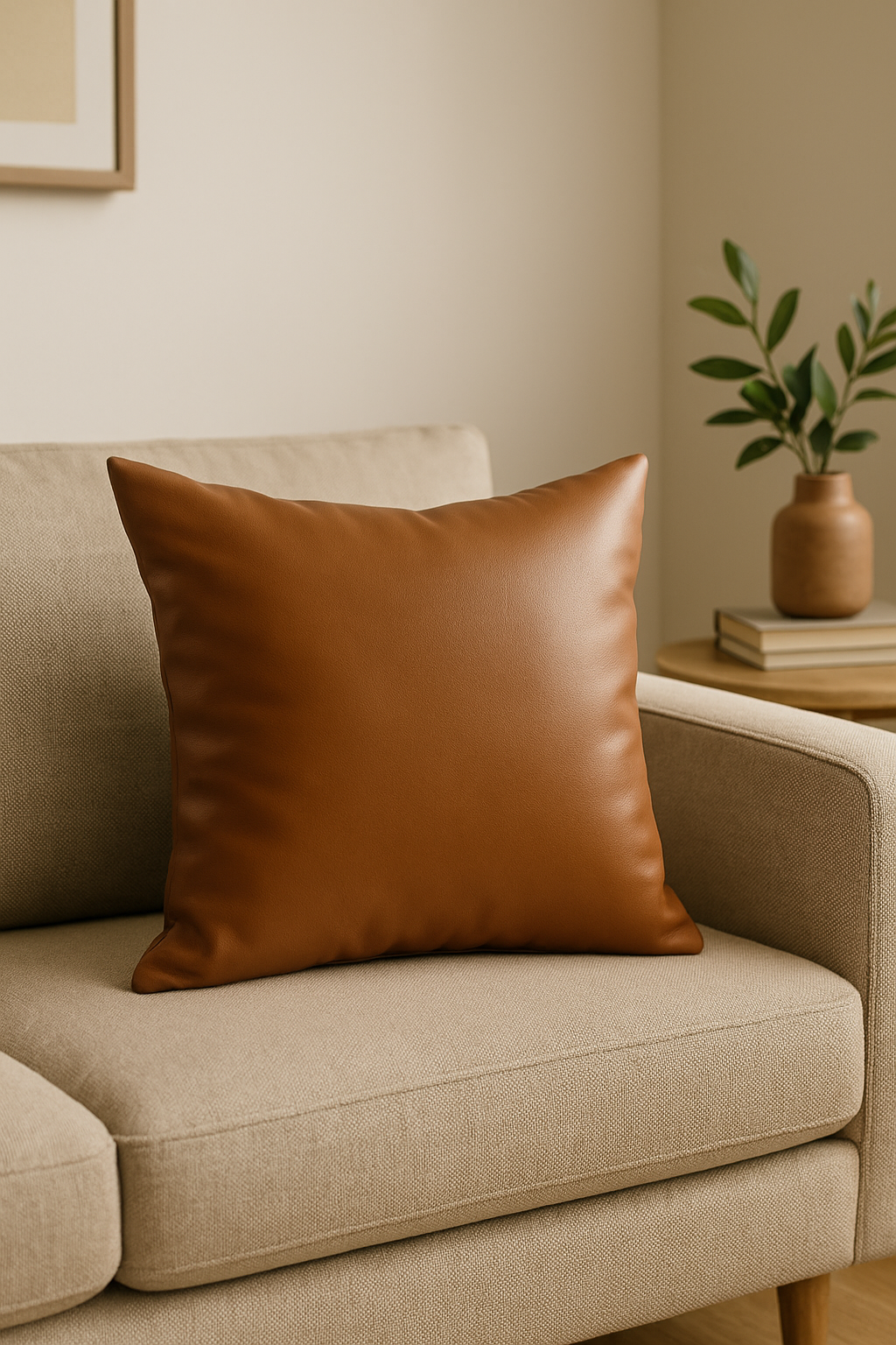 housse de coussin similicuir décoratif 45x45 60x60 pour canapé-lit - vue 3 sur 2