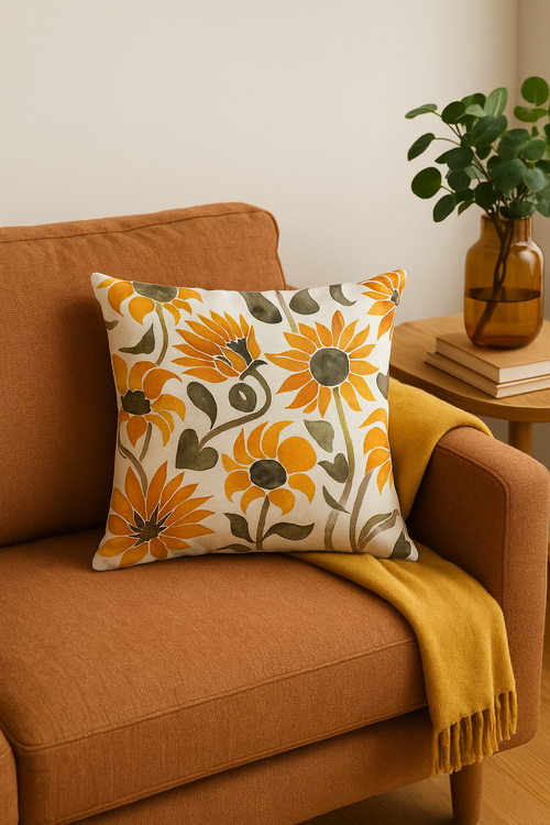 housse de coussin tournesol décoratif pour été - vue 2 sur 2