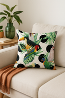 housse de coussin tropical motif perroquet pour canapé