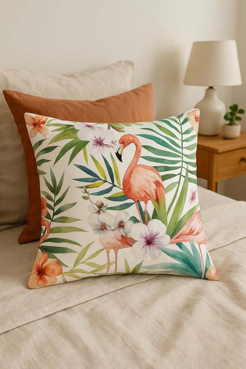 housse de coussin tropical motif perroquet pour canapé - vue 2 sur 2