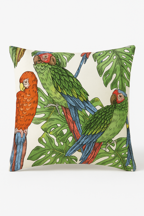 housse de coussin tropical motif perroquet pour salon ou canapé