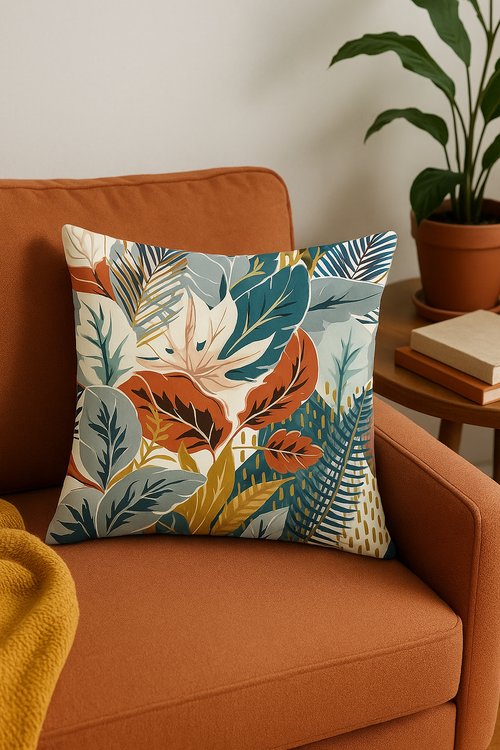 housse de coussin tropicale pour un salon élégant - vue 2 sur 2