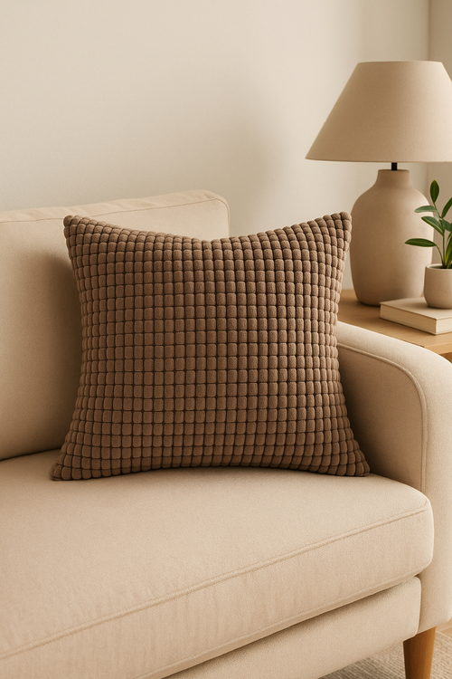 housse de coussin velours côtelé décoratif pour canapé lit - vue 2 sur 2