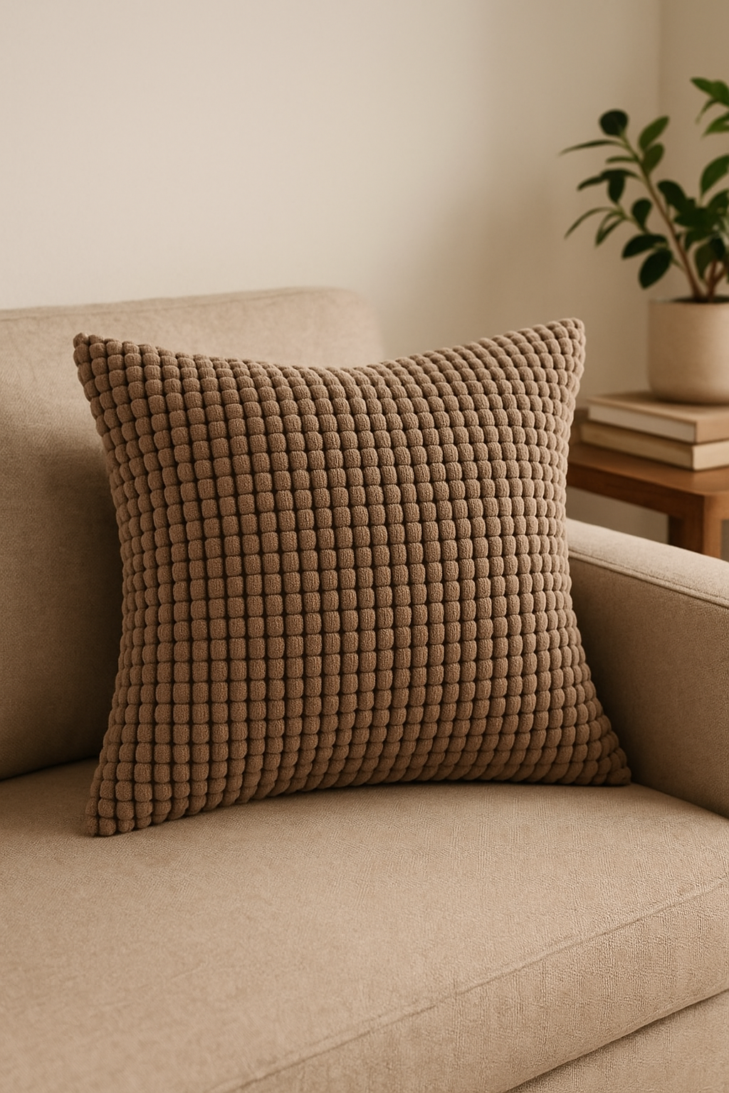housse de coussin velours côtelé motif grain de maïs grande taille