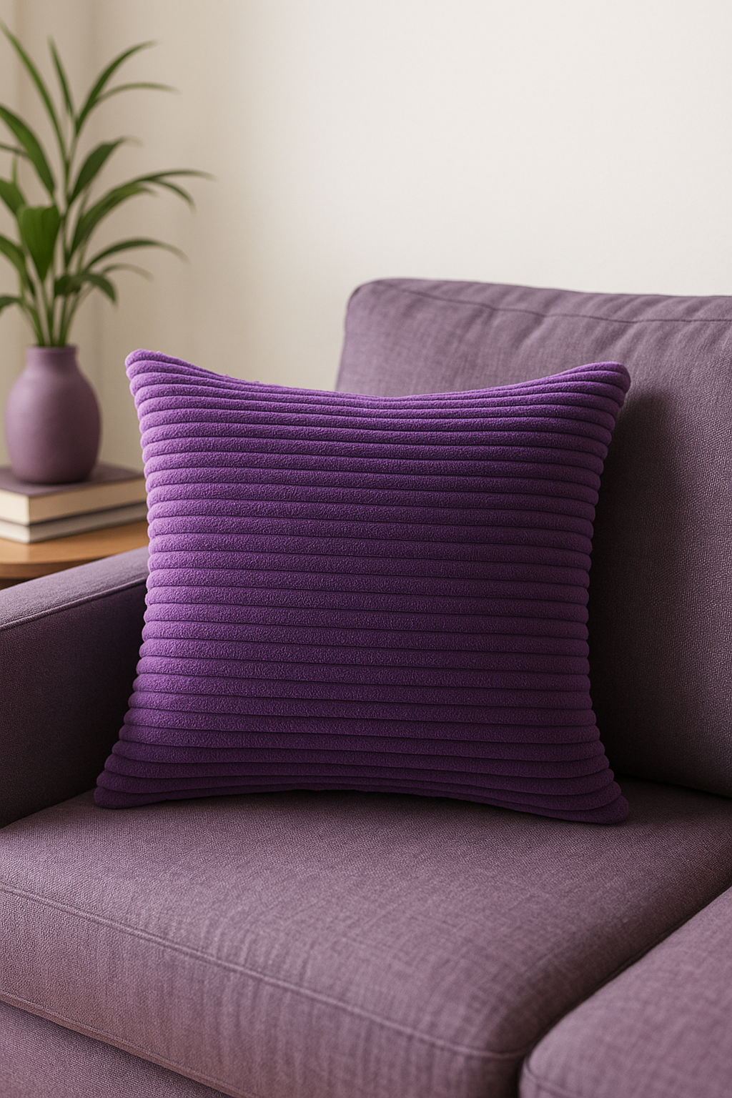 housse de coussin velours côtelé rayé 30x50cm 50x70cm unie - vue 3 sur 2