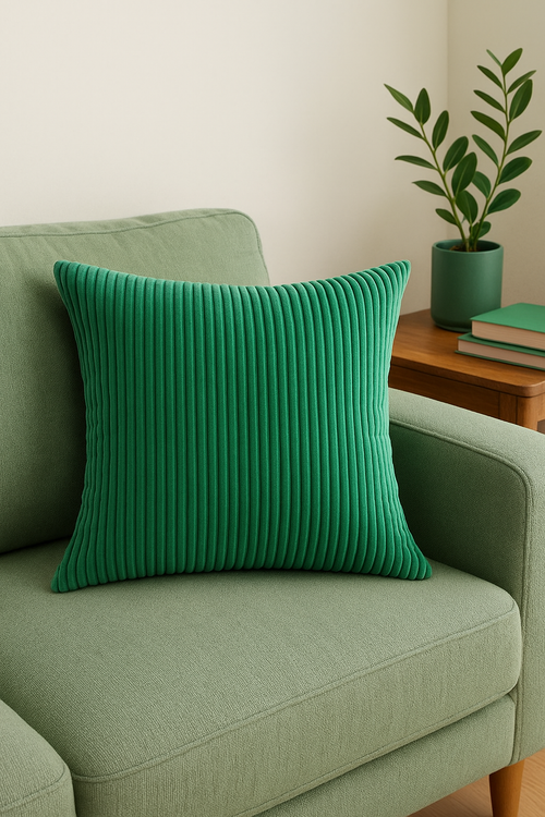housse de coussin velours côtelé rayé pour canapé-lit - vue 2 sur 2