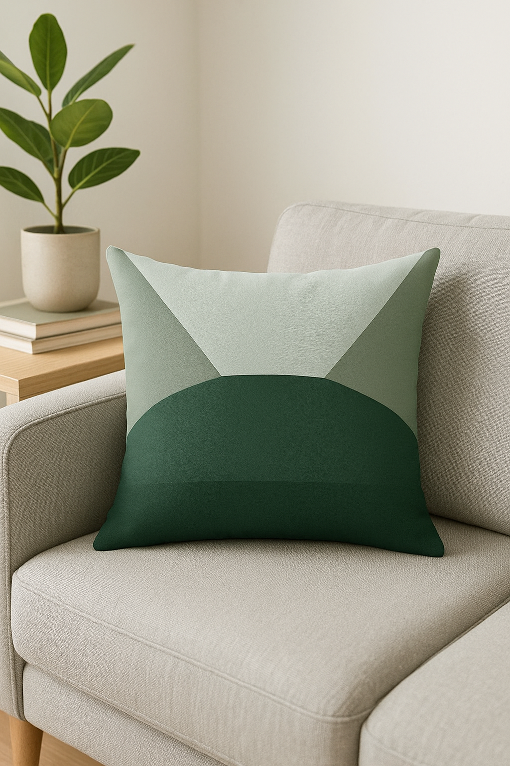housse de coussin verte géométrique abstraite pour canapé - vue 3 sur 2