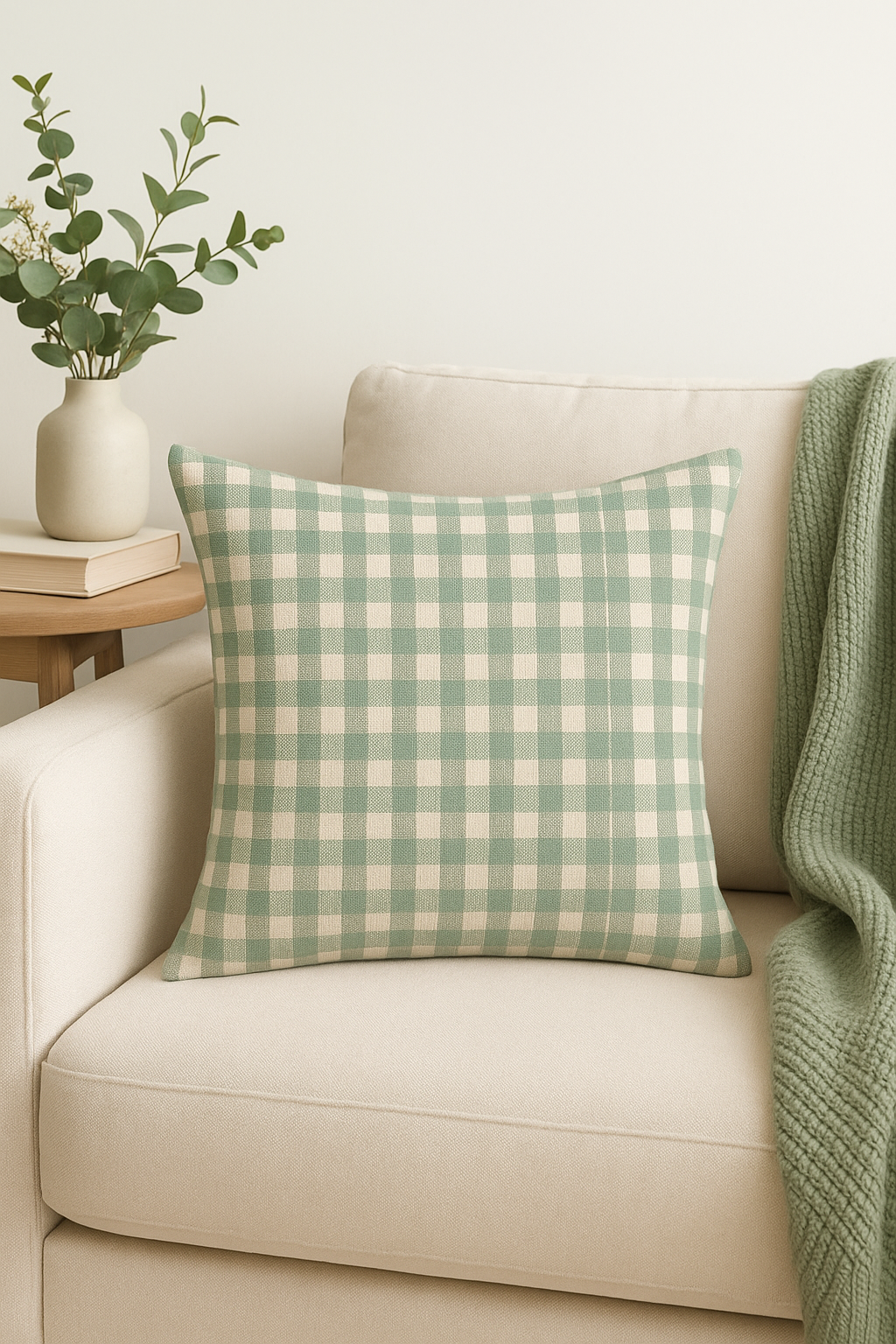 housse de coussin verte géométrique abstraite pour canapé - vue 3 sur 2