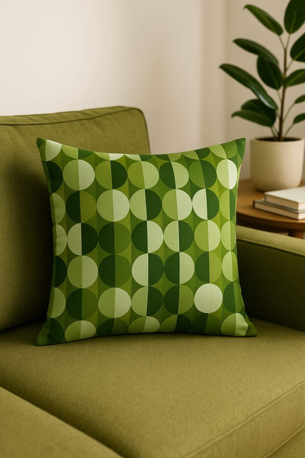 housse de coussin verte géométrique abstraite pour canapé - vue 3 sur 2