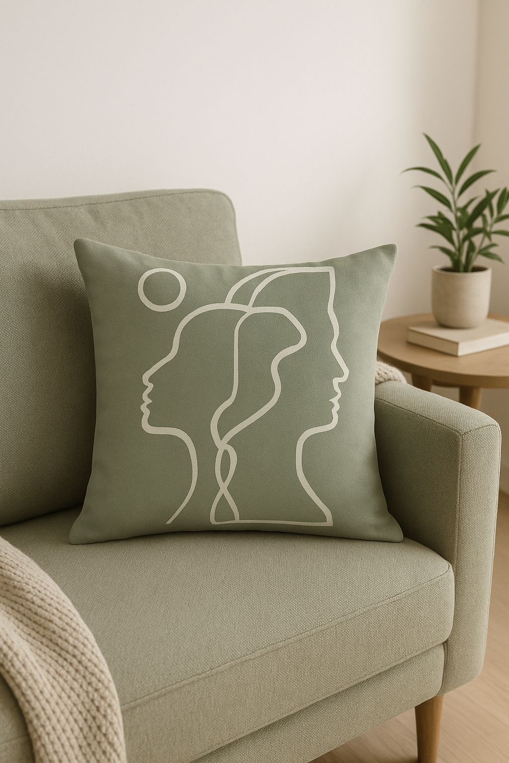 housse de coussin verte géométrique abstraite pour décoration intérieure - vue 3 sur 2