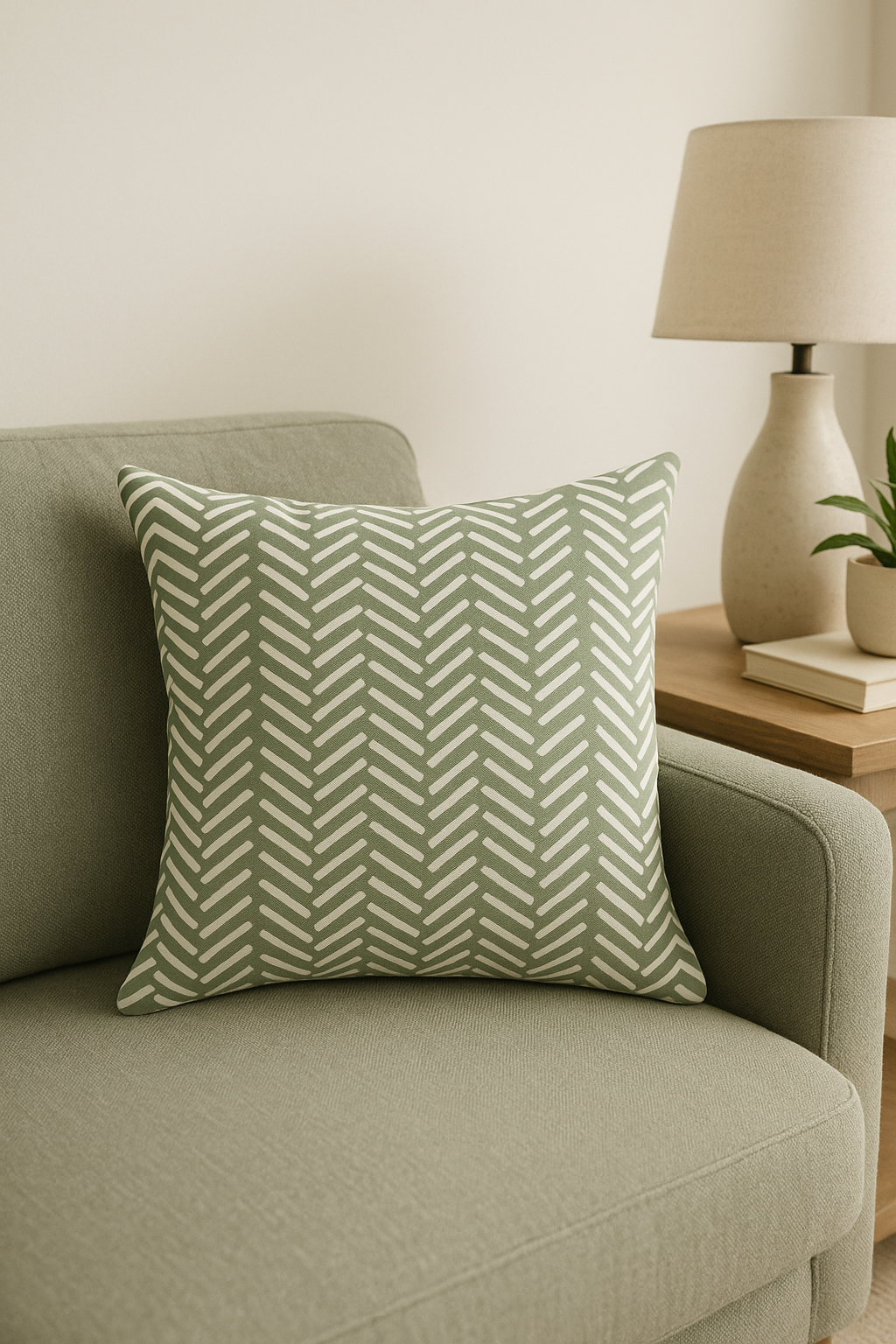 housse de coussin verte géométrique pour décoration canapé - vue 3 sur 2
