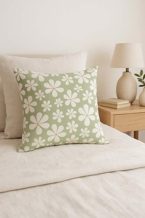 housse de coussin verte géométrique pour décoration canapé