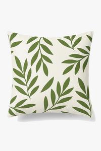 housse de coussin verte à motif floral abstrait imprimé sur une face