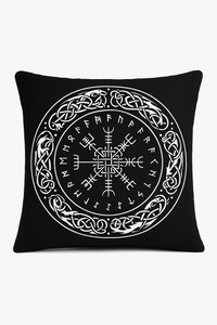 housse de coussin viking amulet motif géométrique noir blanc