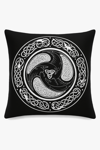 housse de coussin viking amulet motif géométrique noir et blanc