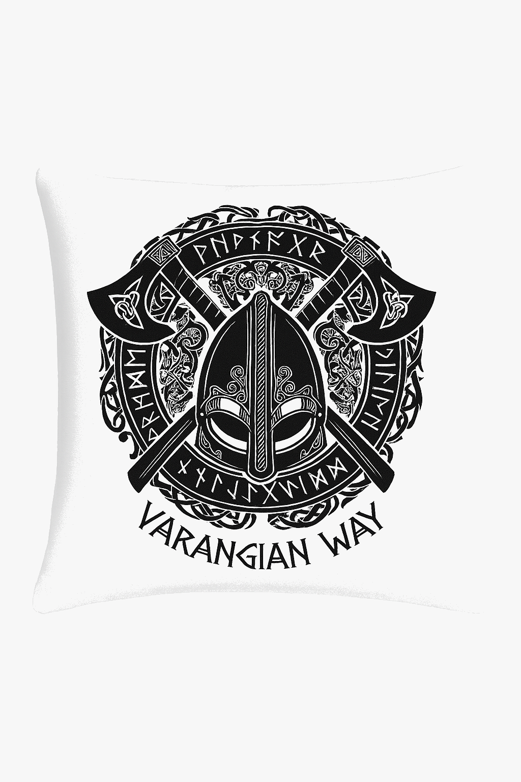 housse de coussin viking amulet motif géométrique noir et blanc