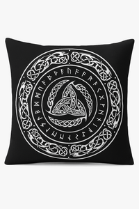 housse de coussin viking amulet motif géométrique noir et blanc