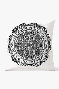 housse de coussin viking amulet motif géométrique noir et blanc