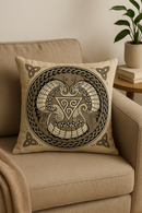 housse de coussin viking amulet motif géométrique noir et blanc