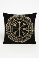 housse de coussin viking amulet motif géométrique noir et blanc