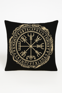 housse de coussin viking amulet motif géométrique noir et blanc