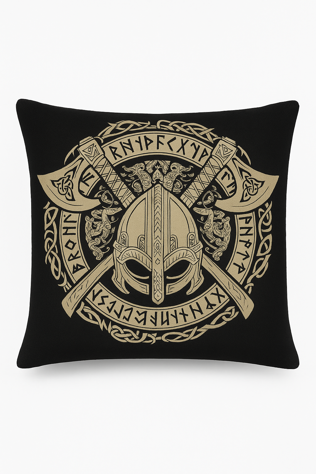 housse de coussin viking amulet motif géométrique noir et blanc