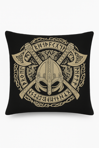 housse de coussin viking amulet motif géométrique noir et blanc