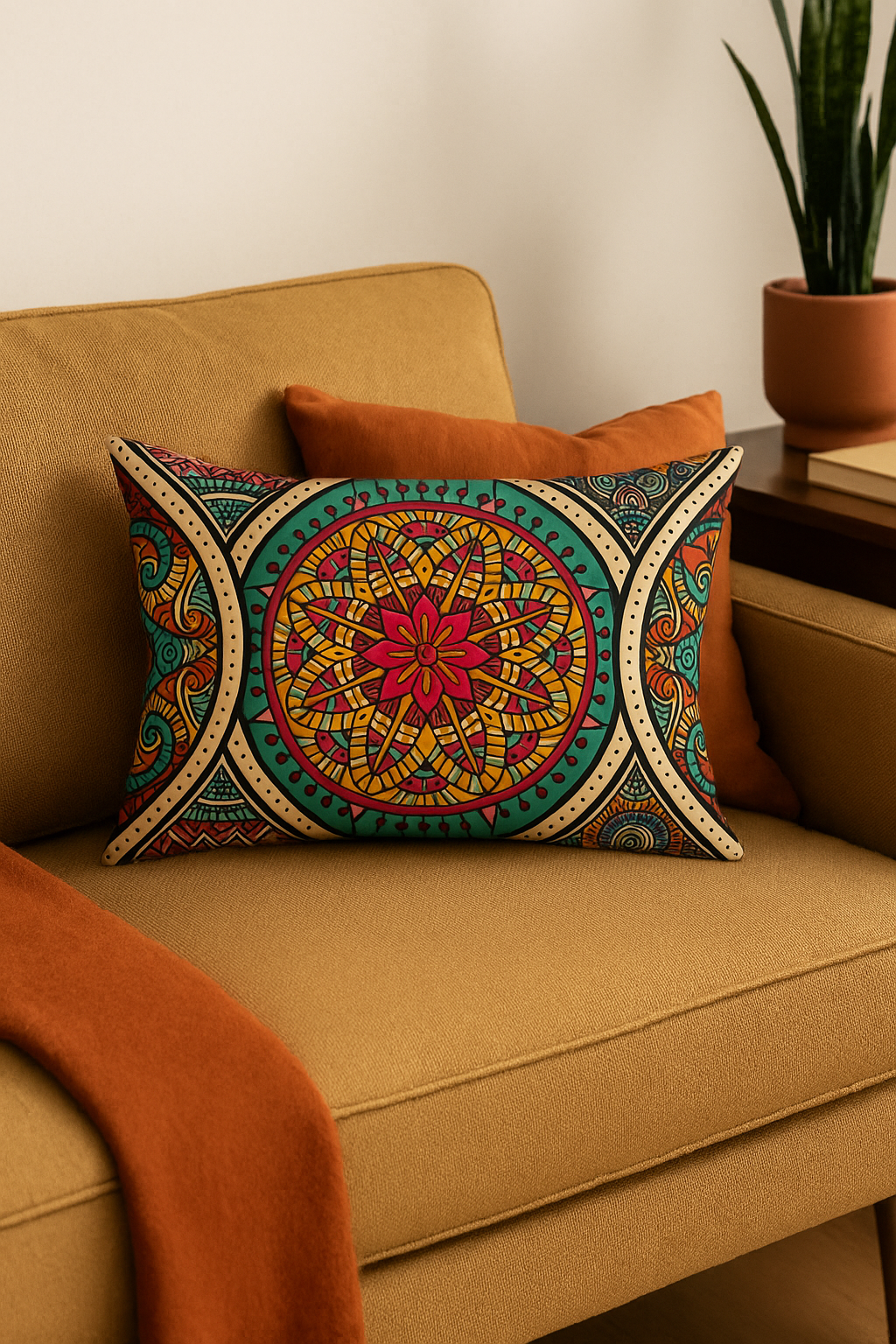 housse de coussin vintage à motif mandala pour canapé ou lit - vue 2 sur 2