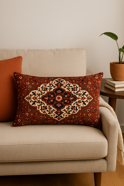 housse de coussin vintage à motif mandala pour déco intérieure
