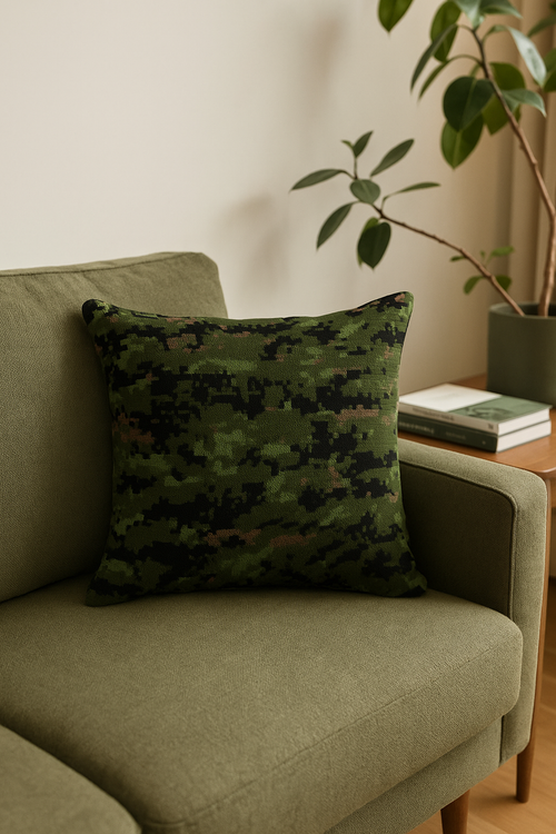 housses de coussin décoratives motif camouflage militaire