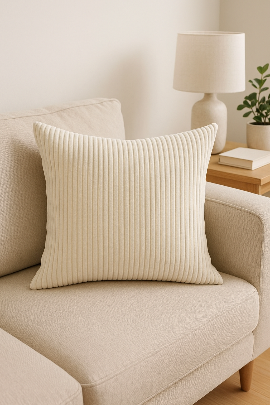 housses de coussin en velours côtelé rayées et unies 30x50 50x70cm - vue 3 sur 2