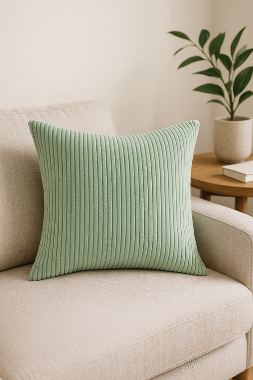 housses de coussin en velours côtelé rayées unies 30x50cm 50x70cm - vue 2 sur 2