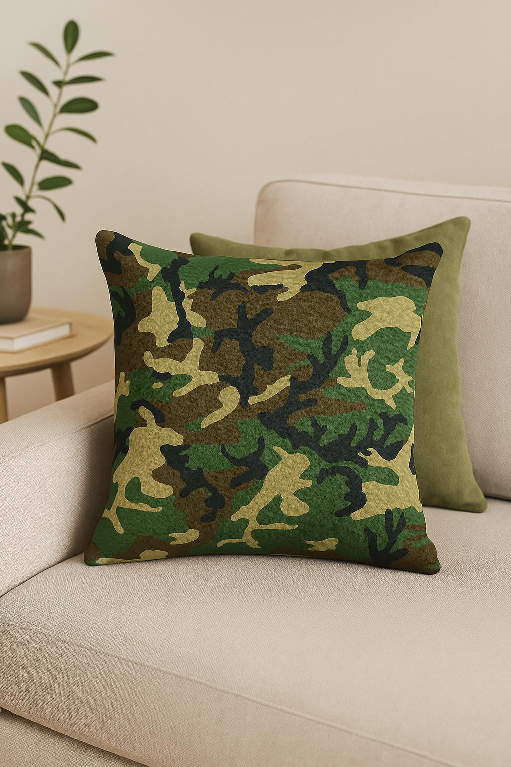 housses de coussin géométriques motif camouflage militaire décoratif