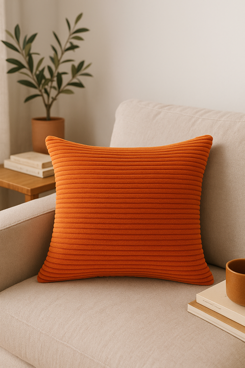 housses de coussin rayées en velours côtelé pour canapé et fauteuil - vue 2 sur 2