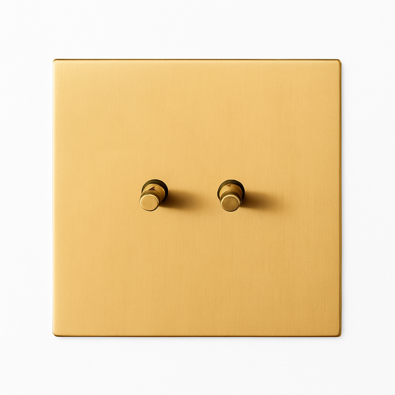 Interrupteur double 2 voies en acier brossé doré