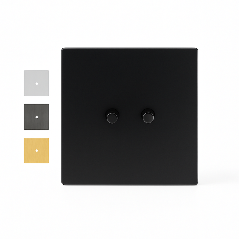 Interrupteur double 2 voies en acier brossé doré