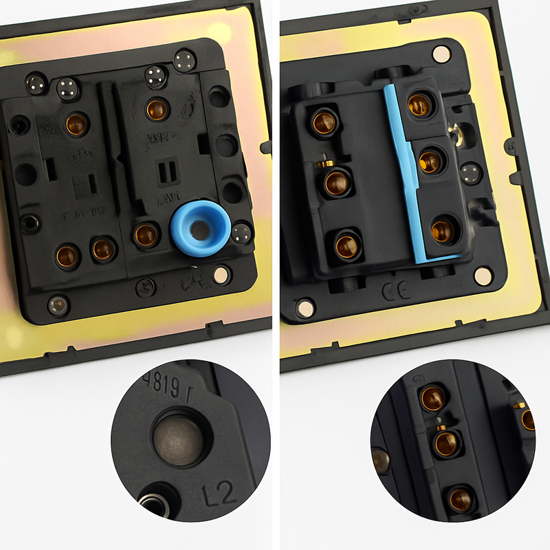 Interrupteur double 2 voies en acier brossé doré