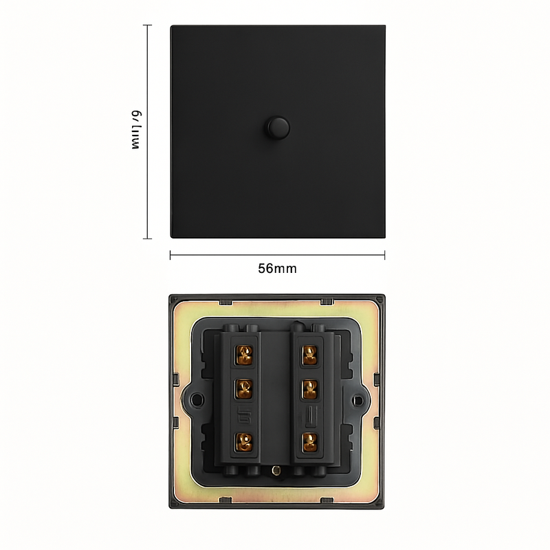 Interrupteur double 2 voies en acier brossé doré