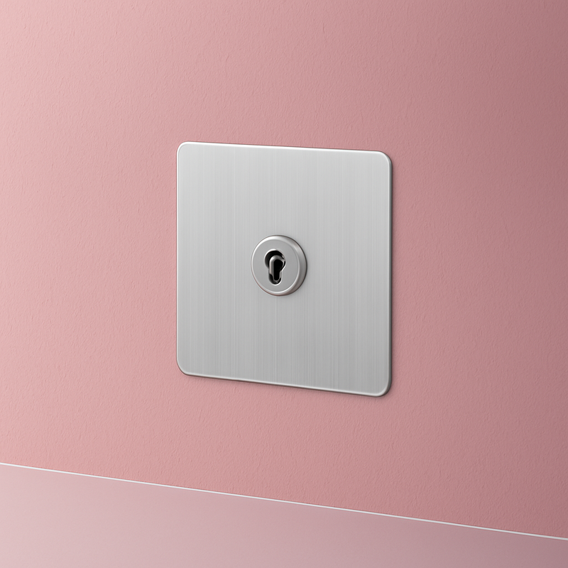 Interrupteur double 2 voies en acier gris clair brossé bords arrondis