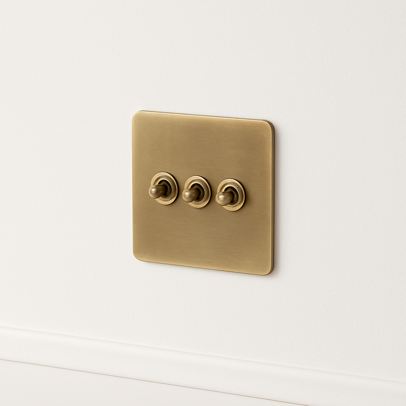 Interrupteur double 2 voies en acier gris vieilli bords arrondis