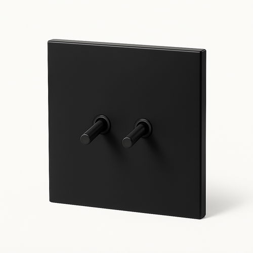 Interrupteur double 2 voies en acier noir mat