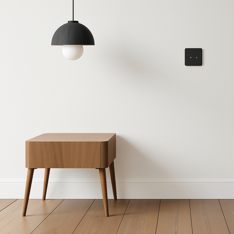 Interrupteur double 2 voies en acier noir mat bords arrondis