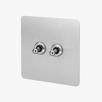 Interrupteur double 2 voies intermédiaire switch en acier gris clair brossé bords arrondis